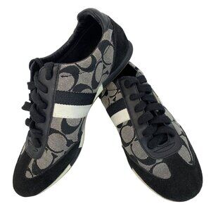 Coach Joss Monogram Logo Womens Sneakers Black Lace up Shoes Size 6.5M GUC 6970